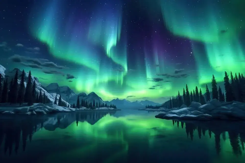 Experience the mystical beauty of the Aurora Borealis, the dazzling display of the Northern Lights that illuminates the night sky with vibrant colors.