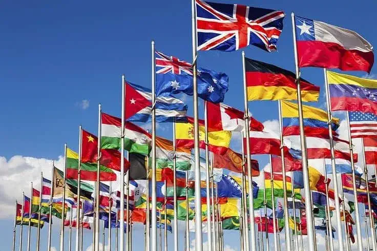 Celebrate the diversity of national flags around the world, each representing the unique heritage and identity of countries, showcasing the beauty and symbolism that unite nations across the globe.
